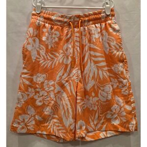 C&C California Mens Orange White Tropical Floral Swim Trunks Shorts Small